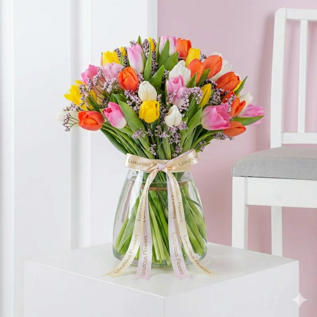 Luxury Mixed Tulips Vase