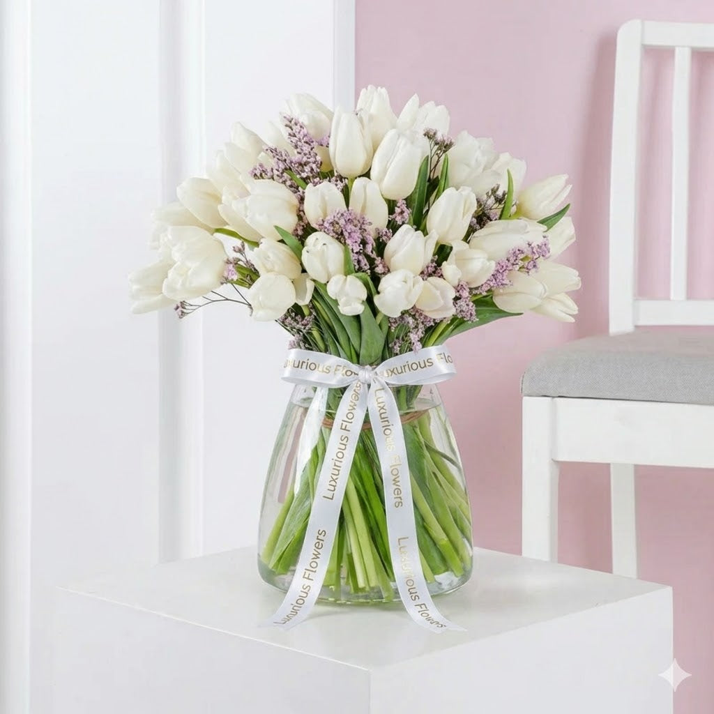 Luxury White Tulips Vase