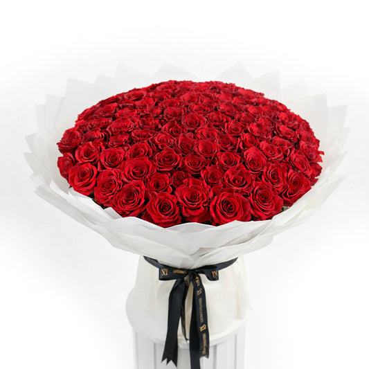 100 Premium Red Roses Bouquet
