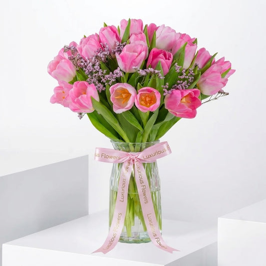 Luxury Pink Tulips Vase