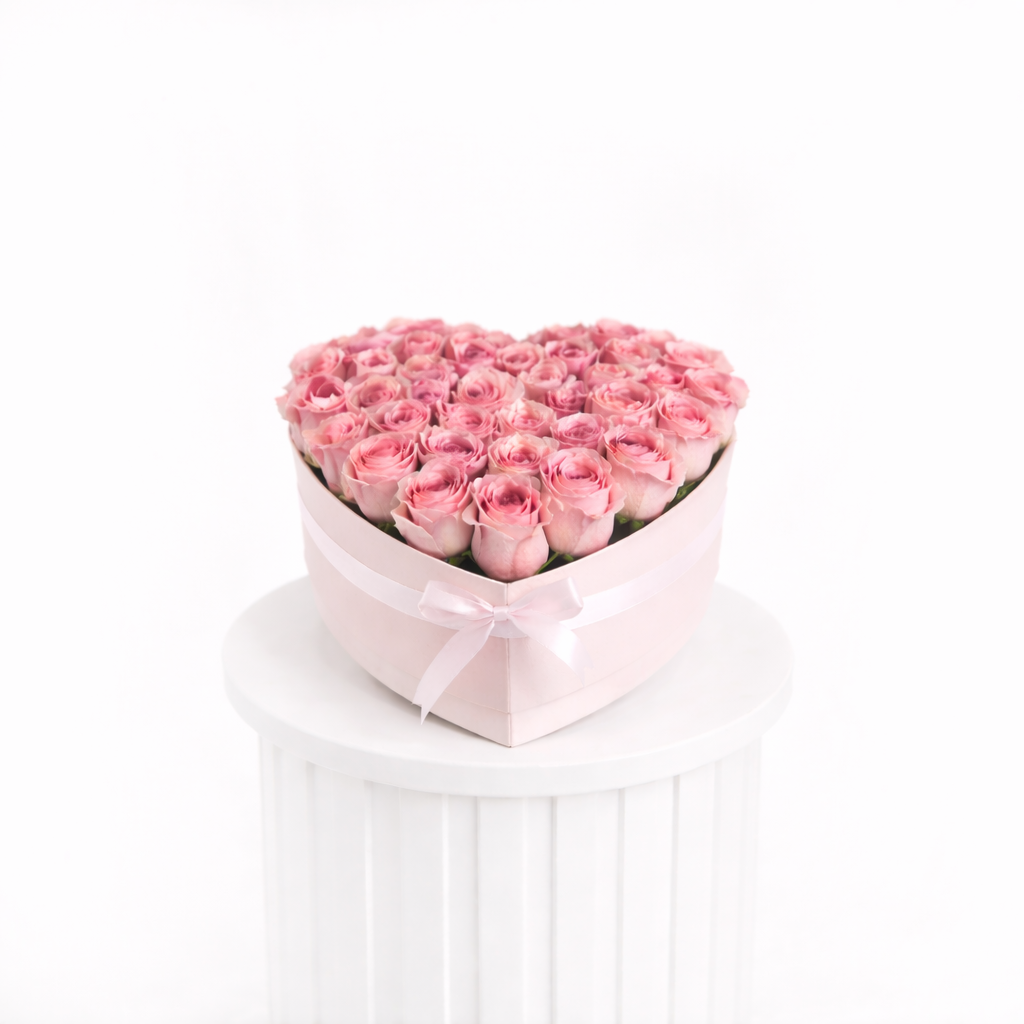 Peach Roses in a Love Box