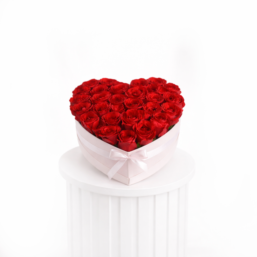 Red Roses in Heart Box