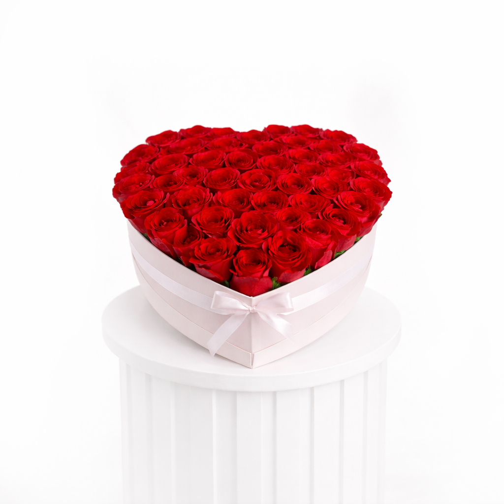 Red Roses in Heart Box