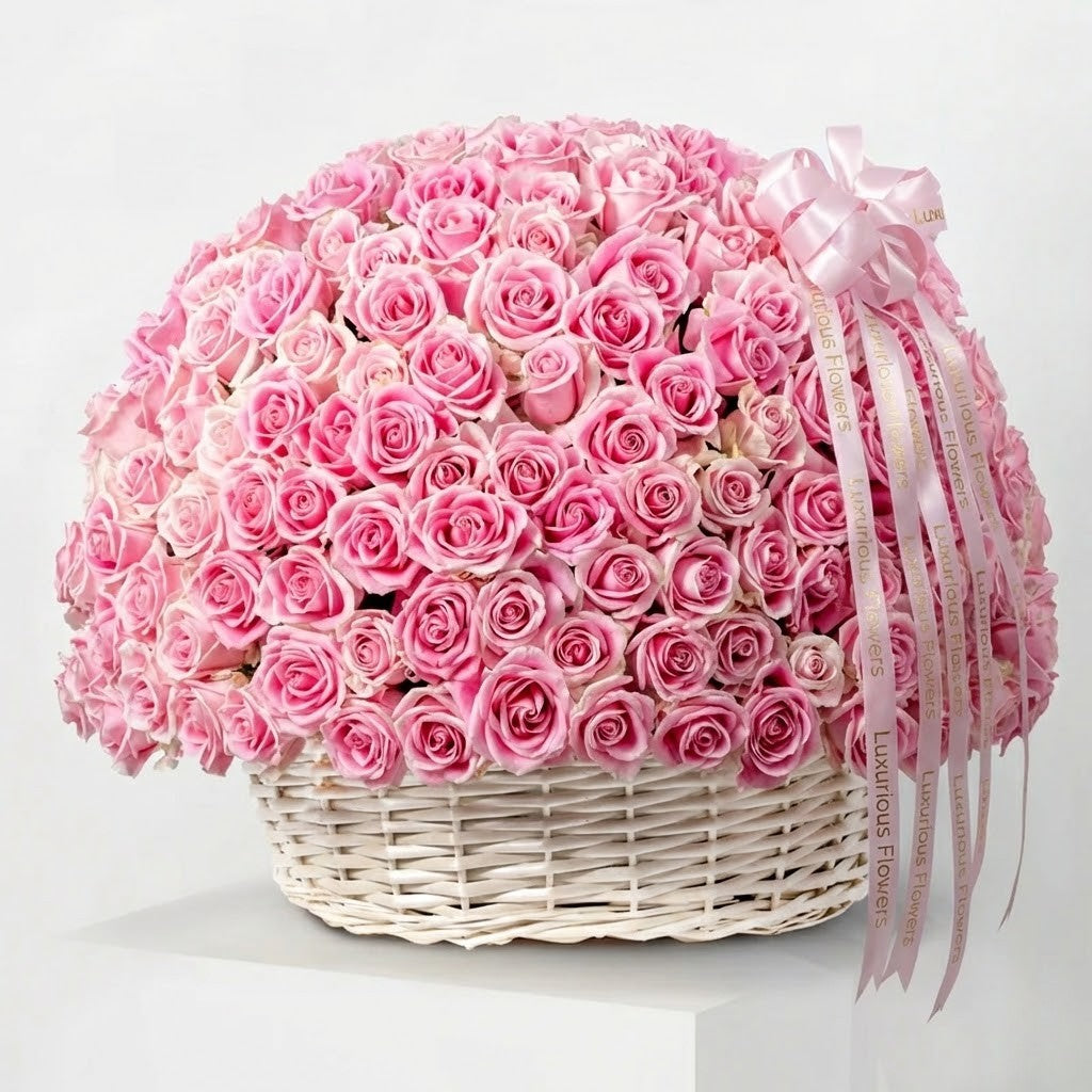 365 Pink Roses Basket