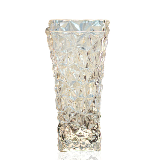 Crystal vase with textured design on a white background for sale in dubai on online store luxurious flower