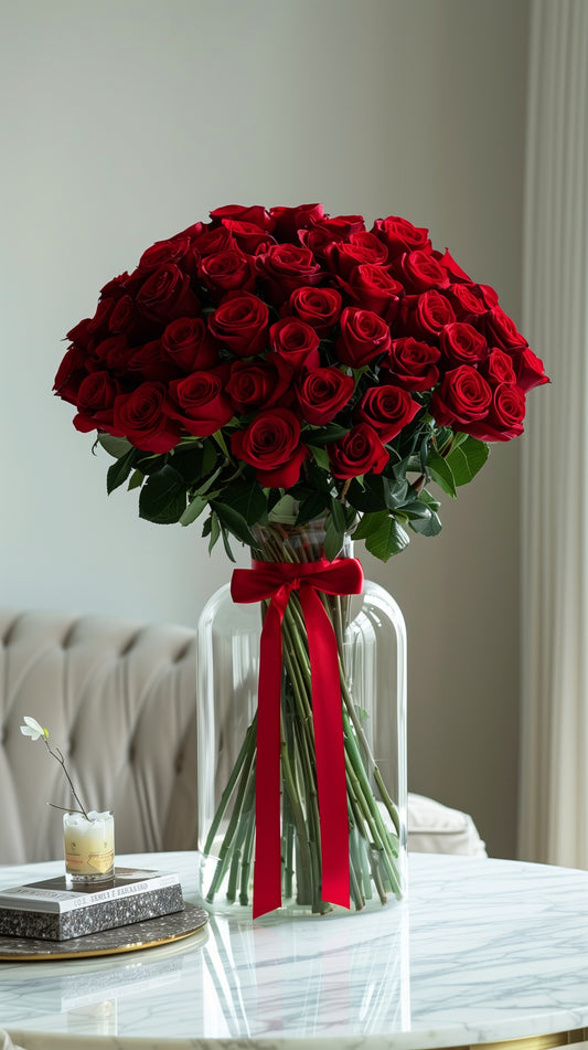 100 roses bouquet luxury arrangement Dubai