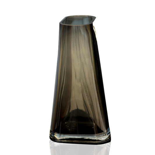 Smoky gray glass vase on a white background for sale in dubai