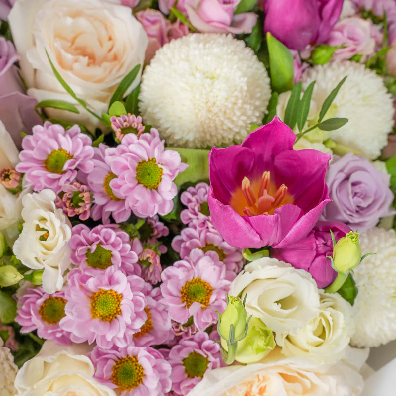 Soft Purple Tulips Glass Vase