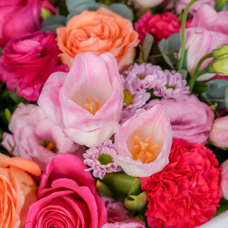 Vibrant Tulips Glass Vase