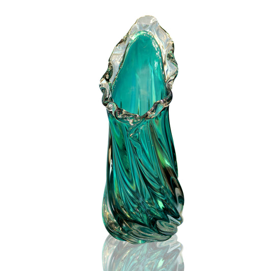 Turquoise glass sculpture on a white background for sale in dubai online