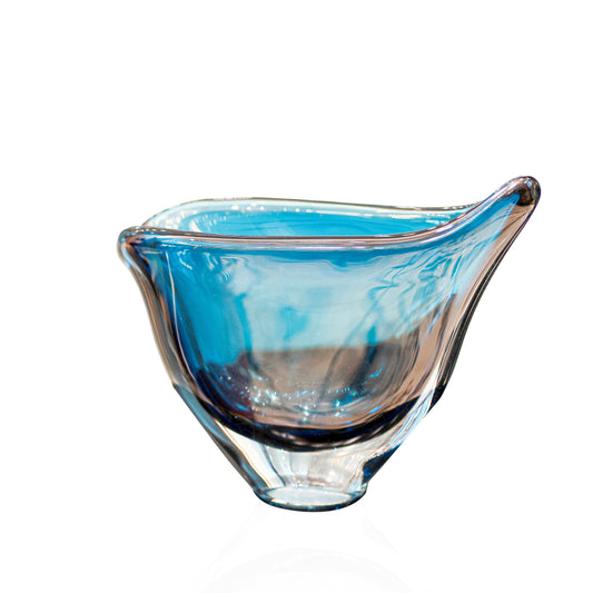 Blue glass bowl on a white background for sale in dubai