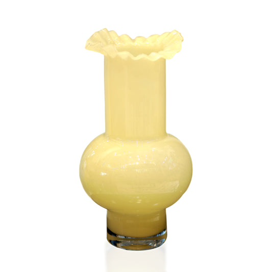 Yellow glass vase with textured design for sale in dubai online store luxurious flower