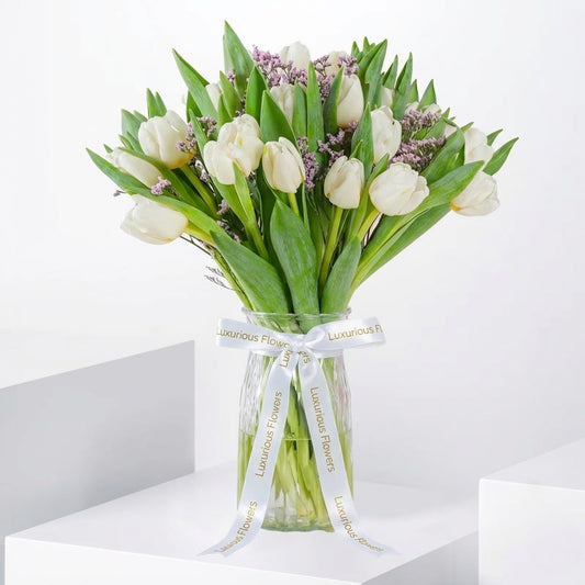 Luxury White Tulips Vase