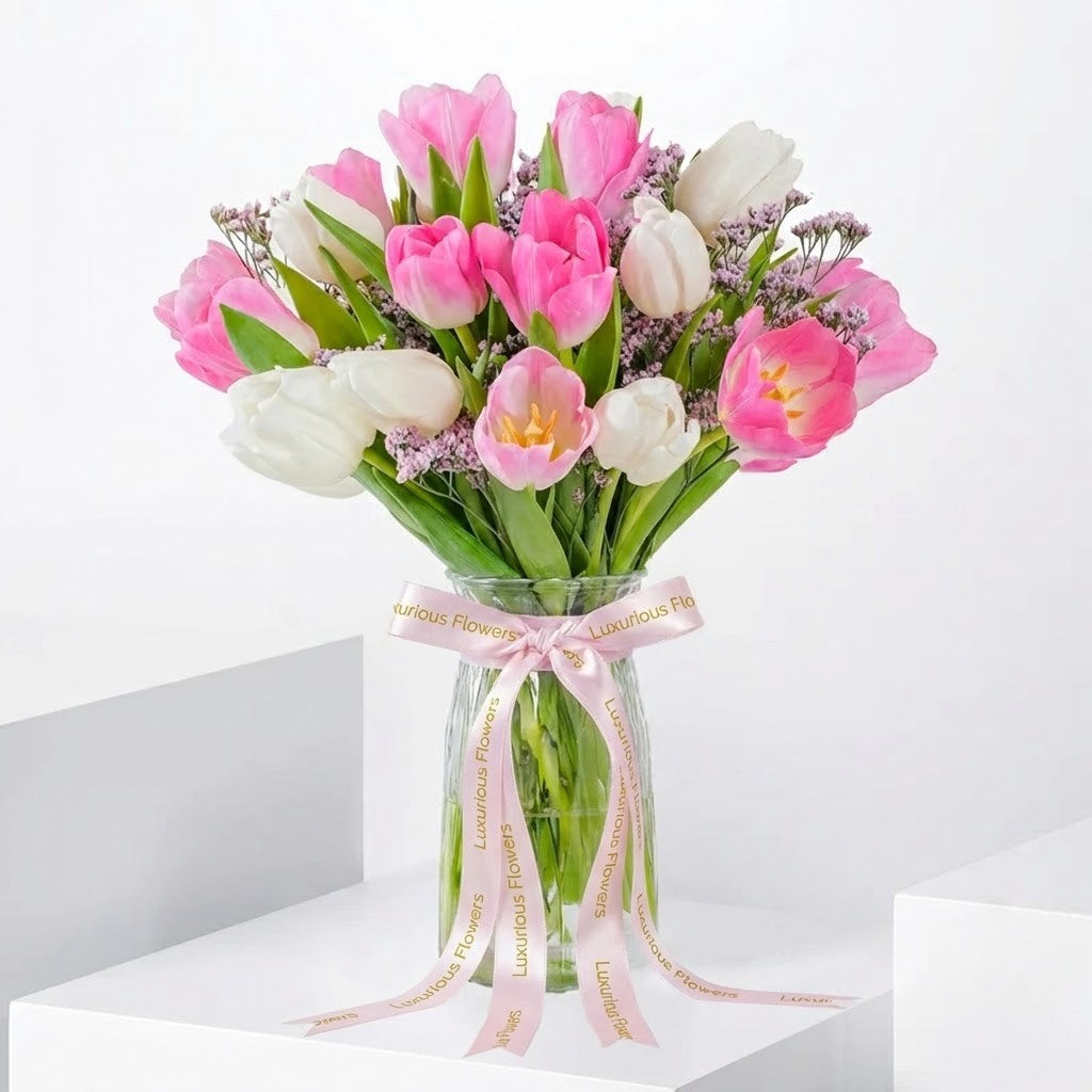 Pink And White Tulips Vase