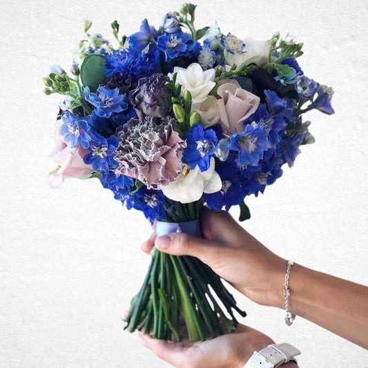 Dive into a Sea of Enchantment: The Mix Blue Bridal Bouquet - Luxurious Flowerssimple