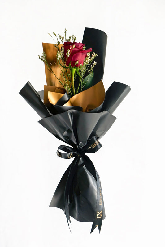 10Pcs Single Red Rose Wrapped