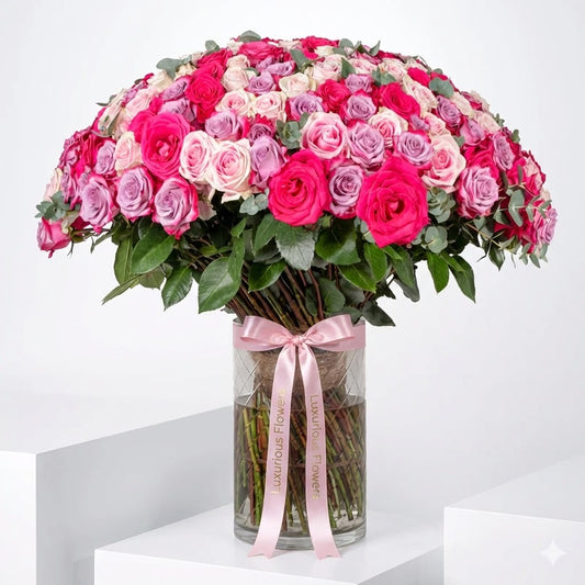 200 Blush Roses Vase