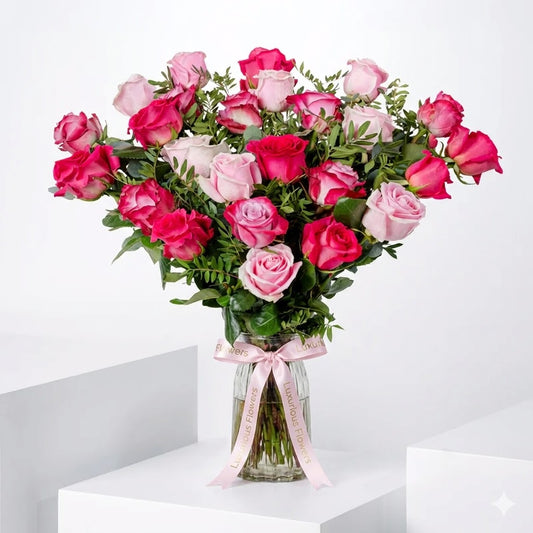 25 Blush Roses Vase