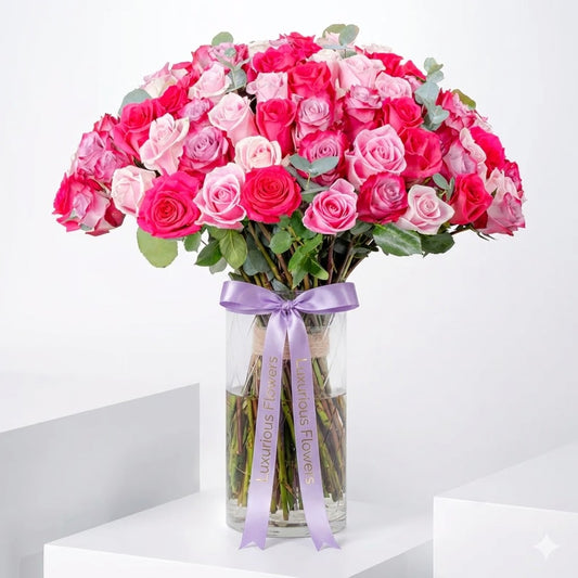 100 Blush Roses Vase