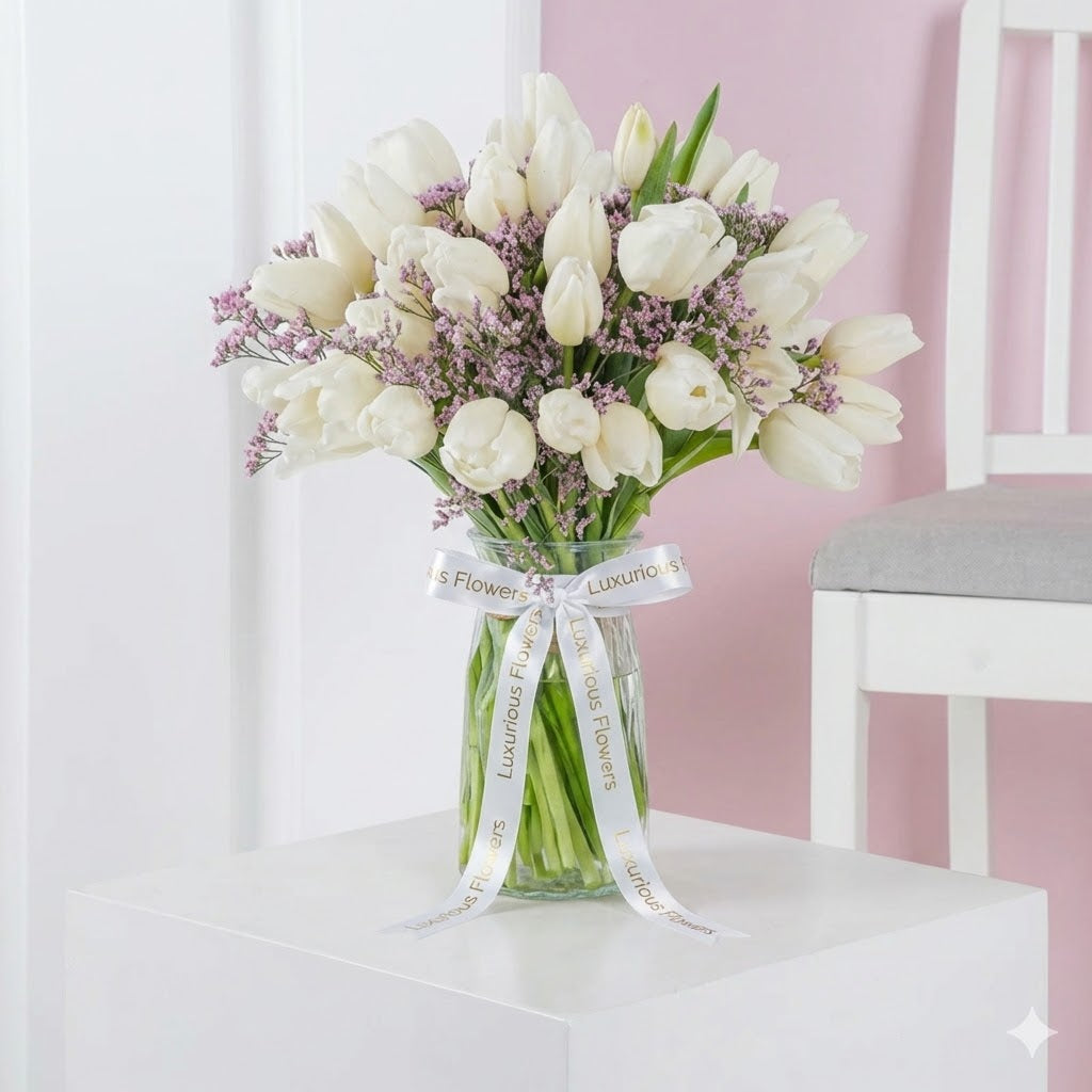 Luxury White Tulips Vase