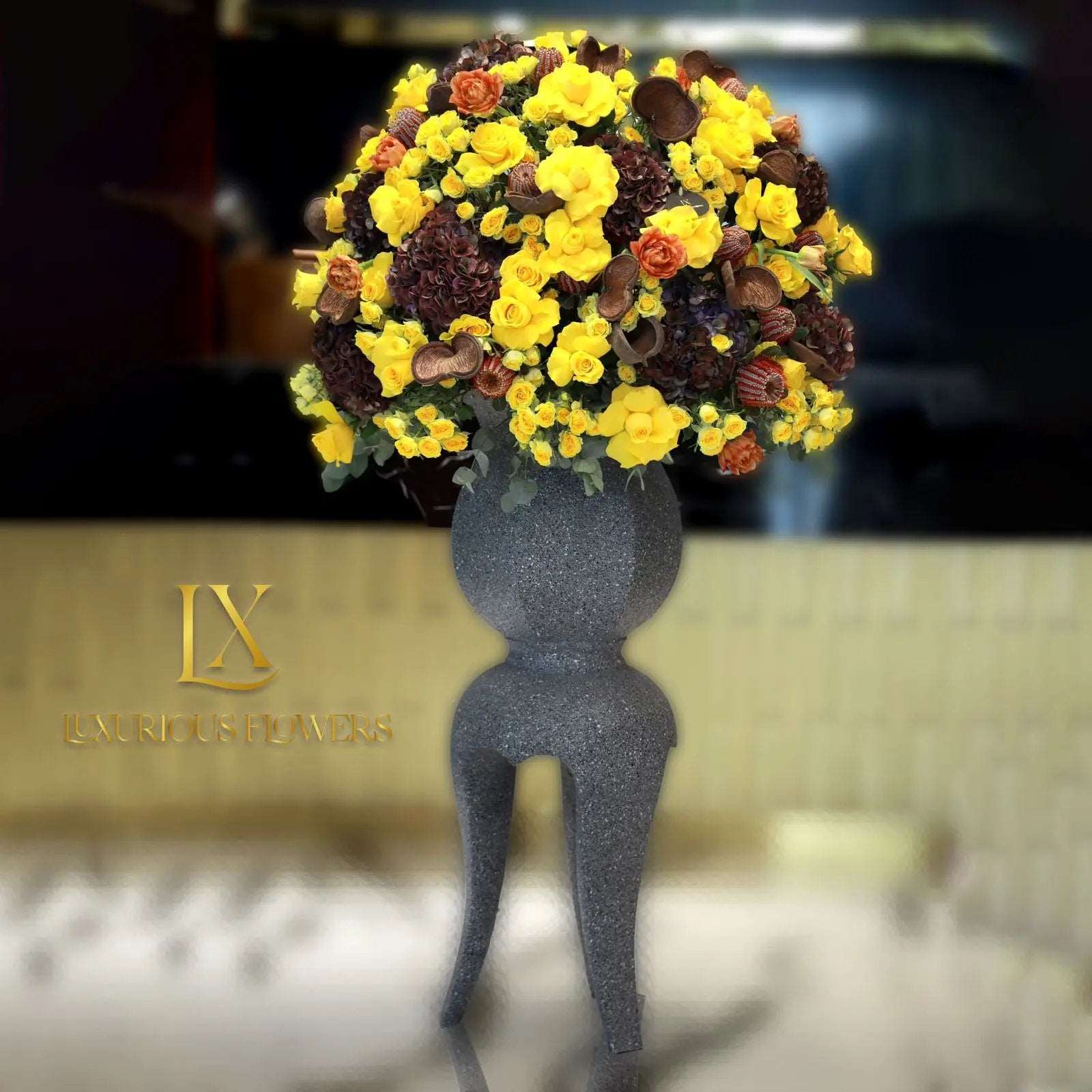 VIP Yellow Elegant Floral stand Design - Luxurious Flowerssimple
